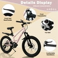 thumbnail image 5 of Aukfa 20" Mountain Bike for Boys Girls, 7-Speed Kids Bike with Front Disc Brake,Pink, 5 of 8
