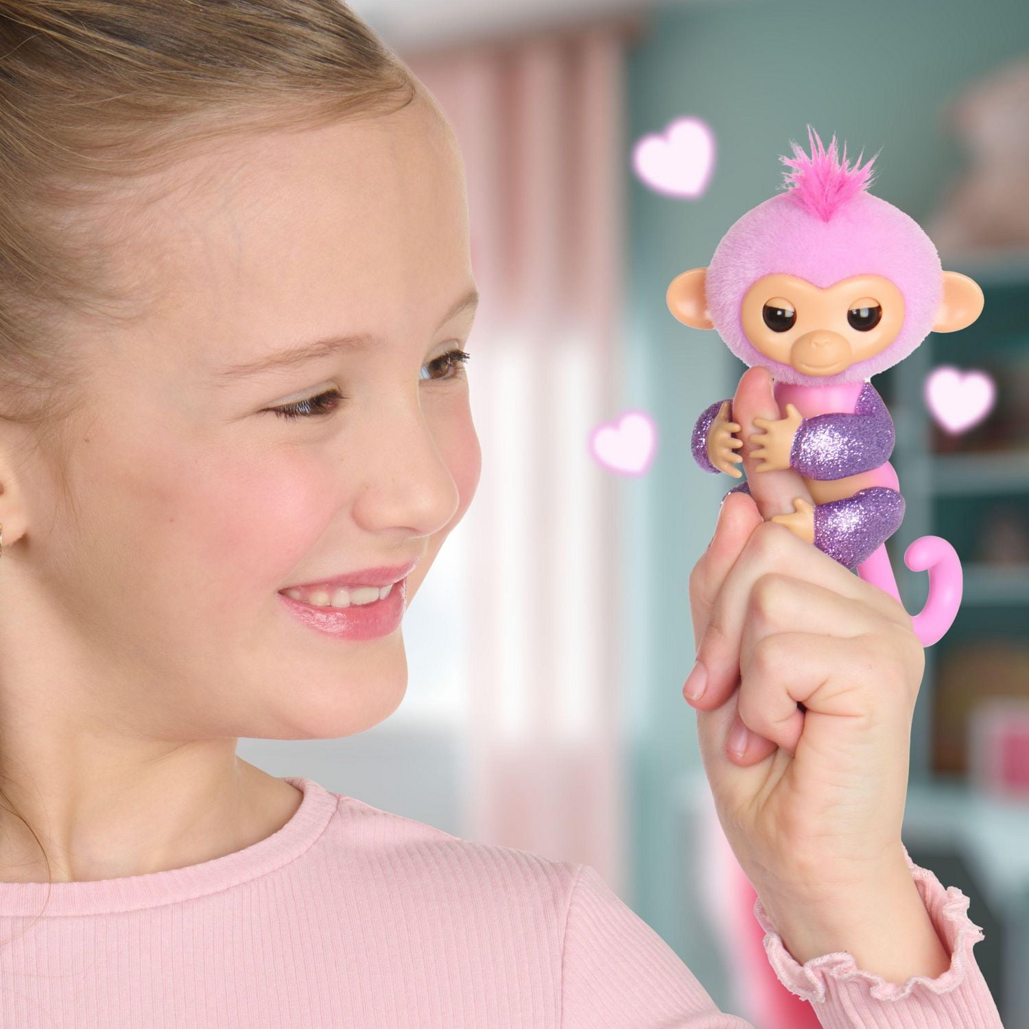 Fingerlings Interactive Baby Monkey with Purple Glitter, Ella, Walmart Exclusive
