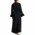 thumbnail image 4 of Muslim Girls Abaya Maxi Dresses Long Sleeve Loose Ramadan Dress Cotton Prayer Islamic Modest Kaftan Arabian Robe, Black, 11 Years, 4 of 7