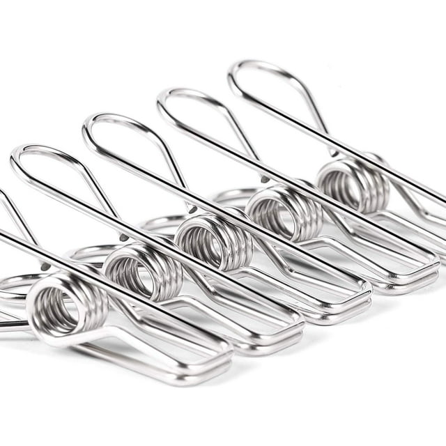 Alfileres de ropa para clips de lavandería 28 Heavy Duty Multipurpose Pinches de acero inoxidable Alambre de metal Utilidad Clips Clavijas de secado Abrazaderas para tendedero Cocina al aire libre
