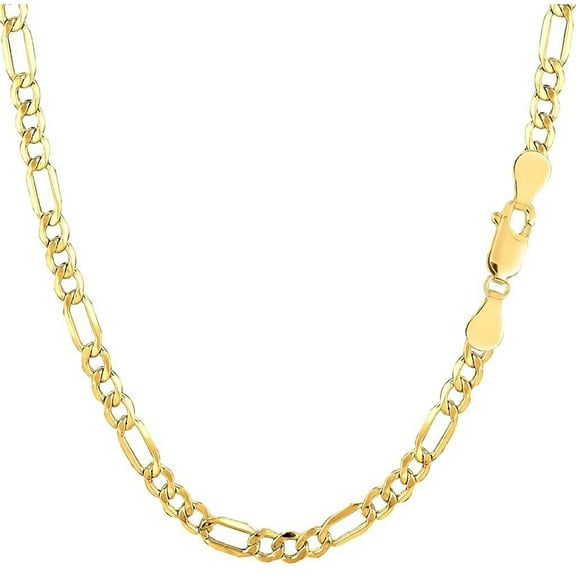 The Diamond Deal 10k SOLID Yellow Gold 3.8mm Diamond-Cut Classic women's Figaro Chain Necklace or Bracelet/Foot Anklet for Pendants and Charms with Lobster-Claw Clasp (18" And yellow-gold)