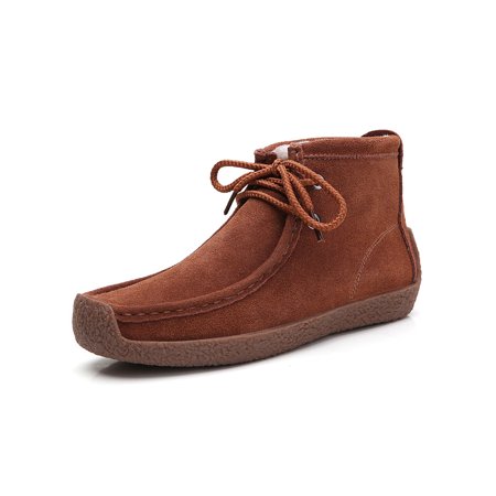 

Lacyhop Women Driving Retro Ankle Boots Non-slip Flats Boat Shoes Fashion Plush Lined Brown 5.5