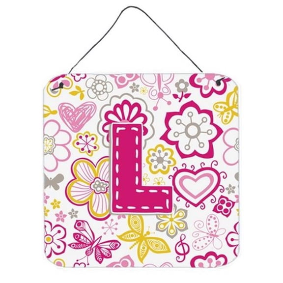 Carolines Treasures CJ2005-LDS66 Letter L Flowers And Butterflies Pink Wall and Door Hanging Prints