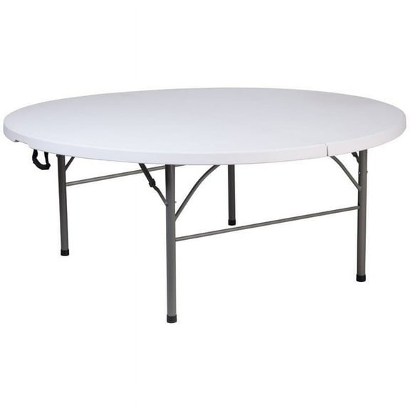 Bowery Hill Round Plastic Bi-Folding Table in Granite White