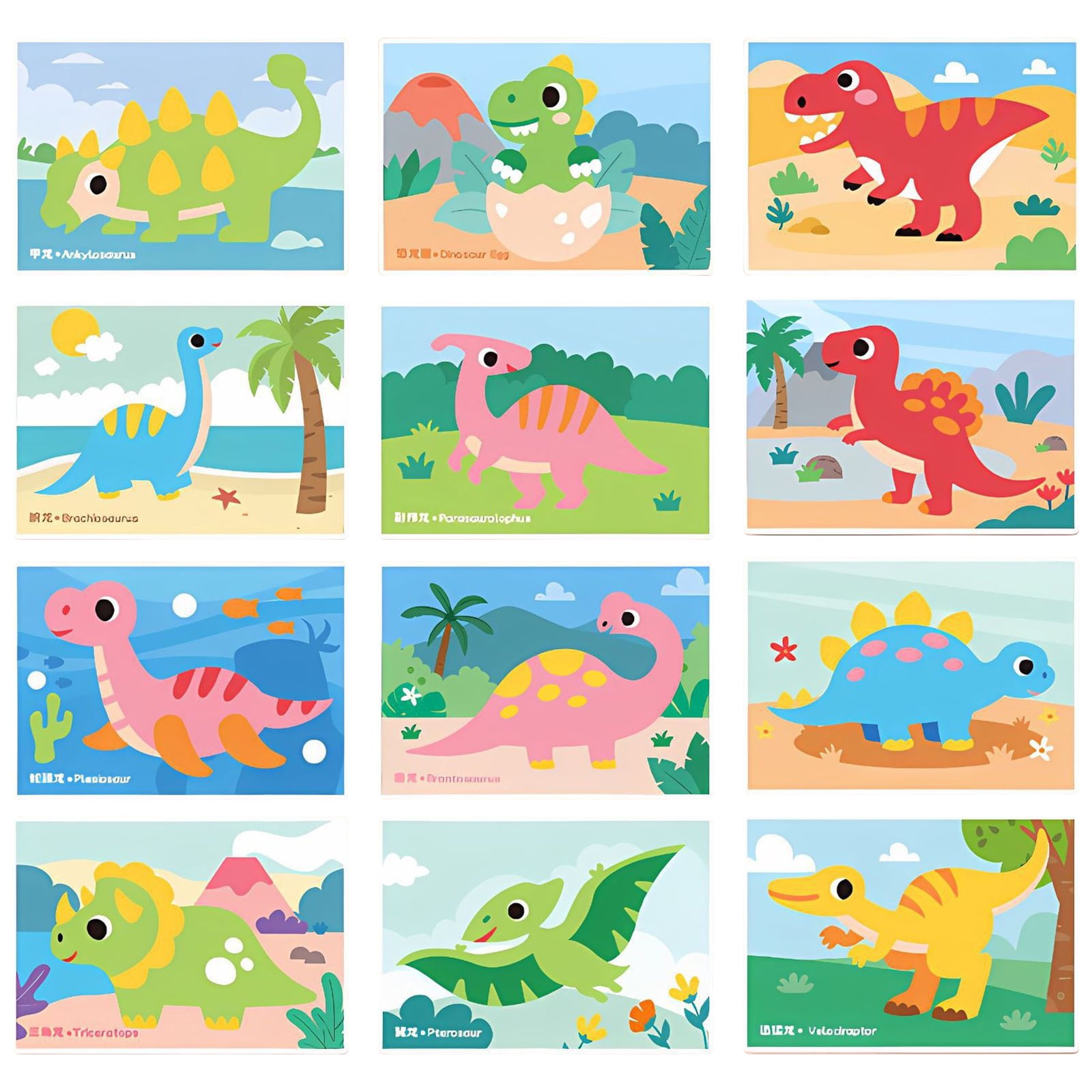 12pcs 3D EVA Sticker DIY Cartoon Learning Education Toy for Toddler Children with Diverse Designs to Develop Spatial Imagination