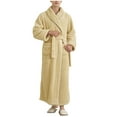 thumbnail image 6 of 2 Pack Mens Fleece Robes with Pockets and Belt Long Sleeve Collared Bathrobes Thermal Warm Thicken Plush Solid Color Ankle Length Loungewear Bath Robe, 6 of 8