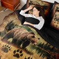 thumbnail image 4 of Manfei Wildlife Bear 7-Piece Bedding Comforter Set,Bear Paw Print King Bedding Sets,Vintage Retro Ultra Soft Bed Sheets,Super Cozy Rustic Room Decoration,Reversible, 4 of 6