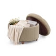 thumbnail image 5 of EOP 25" Round Storage Ottoman, Modern Tufted Fabric Footrest Stool With Reversible Tray Lid, Solid Wood Legs, Multifunctional Coffee Table For Living Room, Bedroom, Coffee, 5 of 16