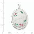 thumbnail image 3 of Médaillon Ovale en Argent Sterling Rhodié avec Fleurs en Émail 34mm QLS532 (34mm x 28mm), 3 of 3