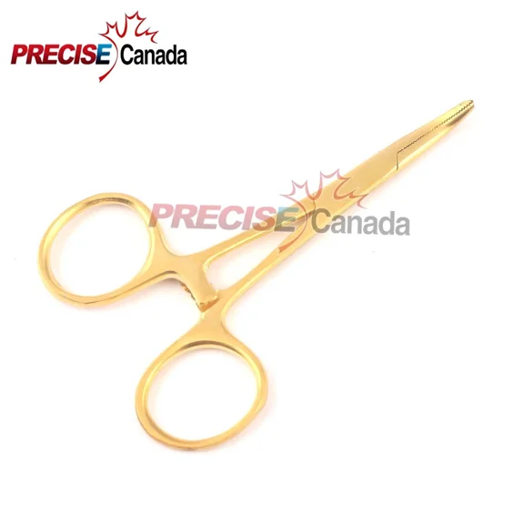 Fyna -Mosquito Forceps 3.5'' Clamp, Locking Plier Curved Full Gold