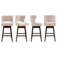 thumbnail image 6 of Guyou 26" Swivel Bar Stool Set of 2, Farmhouse Linen Upholstered Counter Height Bar Stools with Wooden Legs and Open Back for Kitchen Island Restaurant Home Bar Bistro, Beige, 6 of 11