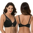 thumbnail image 4 of Curve Muse Women's Plus Size Unlined Minimizer Full Coverage Mesh Underwire Bra-2pack-Black,Lt Blue-34DD, 4 of 7