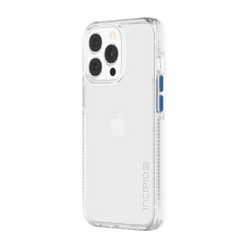 Incipio DualPro Fusion for iPhone 13 Pro - Clear/Clear with Dark Denim & Coral Pink Buttons