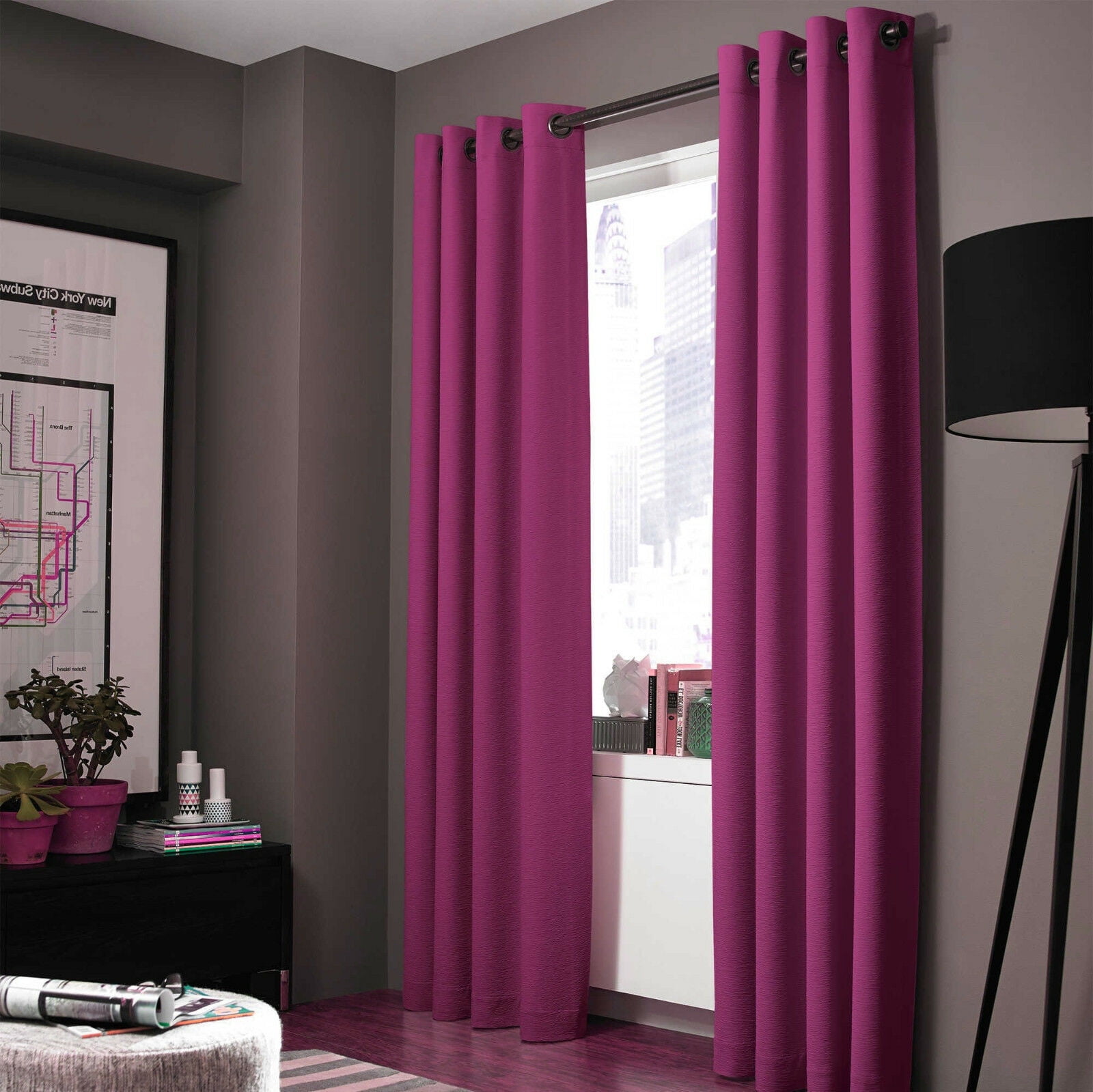 INSULATED FOAM LINED THERMAL BLACKOUT GROMMET WINDOW CURTAIN PANEL 1PC PINK 
