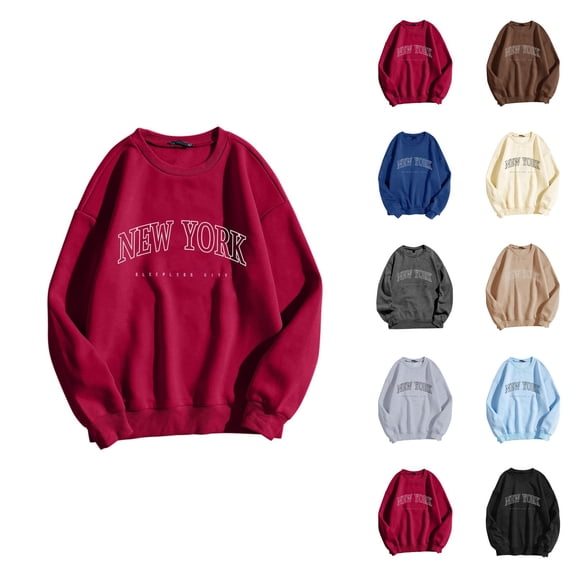 New York Women Sweatshirt 2026 Fall Winter Fashion Long Sleeve Crewneck Graphic Pullover Sweat Shirts Tops