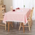 thumbnail image 2 of Deconovo Decorations Tablecloths Oblong Poly-Cotton Blend Tassel Waterproof Fade Resistant Table Cover for Outdoor Picnic, 54x108 Inch, Pink, 2 of 7