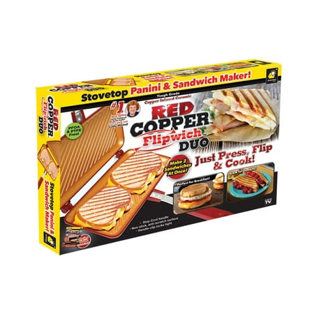 Red Copper XL Flipwich Non-Stick Grilled Sandwich and Panini Maker