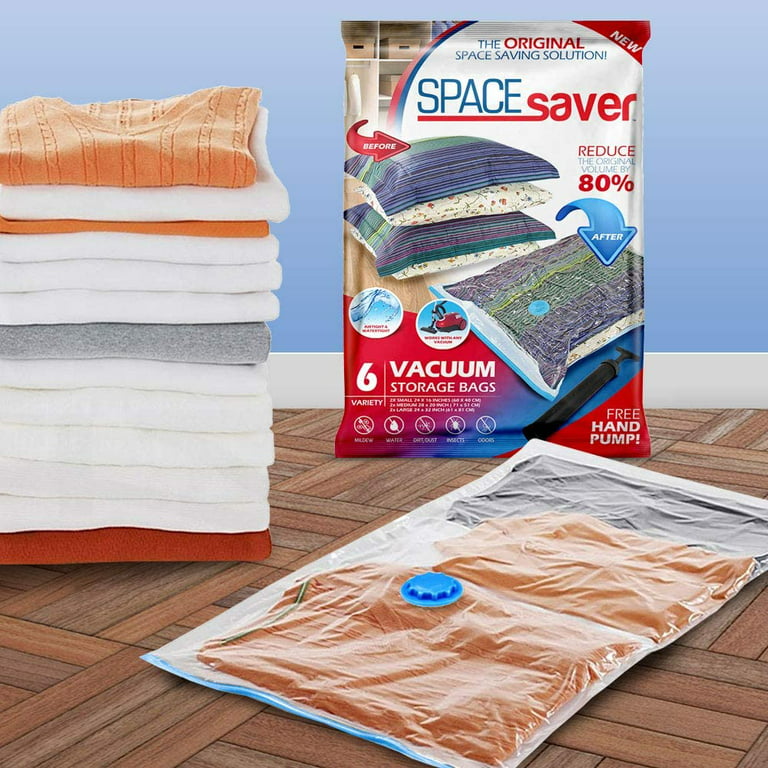 Spacesaver Premium Vacuum Storage Bags. 80% More Storage! Hand-Pump for Travel! Double-Zip Seal and Triple Seal Turbo-Valve for