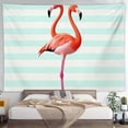 thumbnail image 4 of RKSupls Tapestry Wall Hanging Art, Minimalist Pink Flamingo Pastel Aqua Stripe Tapestry Decoration for Daily Bedroom, Dorm, Living Room, Apartment Hallway Home Decor, 4 of 5