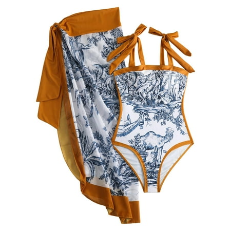 Blphud Swimsuit for Women 2024 Bikini and Thong Women Bikini Set Cover Up 2 Piece Swimsuit Top High Waisted Bottom Swimwear Women s Bikini Swim Suits for Women 2024 Womens Swimsuits Yellow S