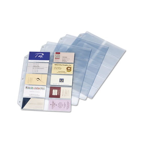 Business Card Refill Pages Holds 200 Cards, Clear, 20 Cards/Sheet, 10/Pack