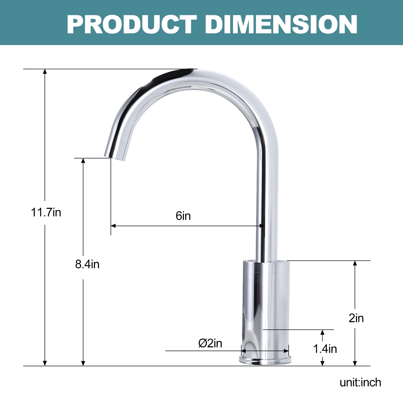 WOWOW Touchless Bathroom Faucet - Tall Automatic Bathroom Sink Faucet with Single Hole, Control Box and Temperature Mixer for Vanity with Deck Plate, Chrome