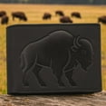 thumbnail image 3 of MARSHAL Men's Bison Design Genuine Leather RFID Blocking Bifold Western Cowboy Wallet Black, 3 of 9