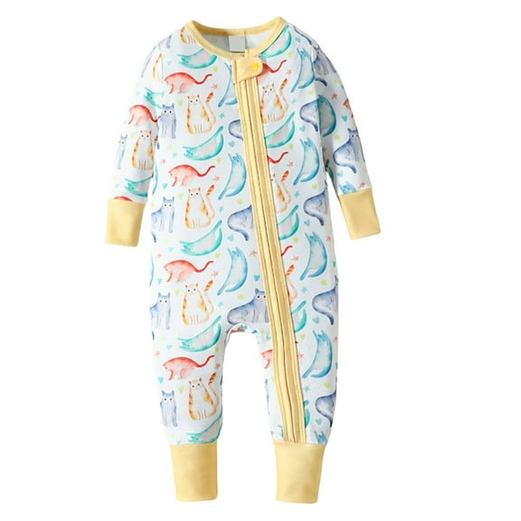 Weebloom Baby Boy Pajamas Romper Jumpsuit Comfortable Stylish Bodysuit Everyday Wear Crawling Sleeping Outfit 12-18 Months Yellow