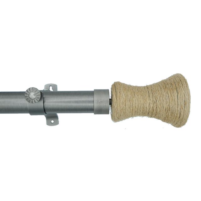 Tailor & Taylor 1 inch Curtain Rod with Fiber Coordinating Designer Styled Finials, Adjustable Metal Windows Rod with Y Style Bracket for Living Room, Kitchen and Windows (72", Pewter)