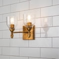 thumbnail image 4 of Bowery Hill 2-light Flame-shaped Bath Vanity Light in Distressed Gold, 4 of 7