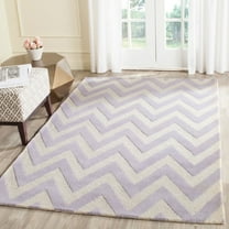 SAFAVIEH Cambridge Kaitlyn Zig Zag Stripes Wool Area Rug, Lavender/Ivory, 9' x 12'