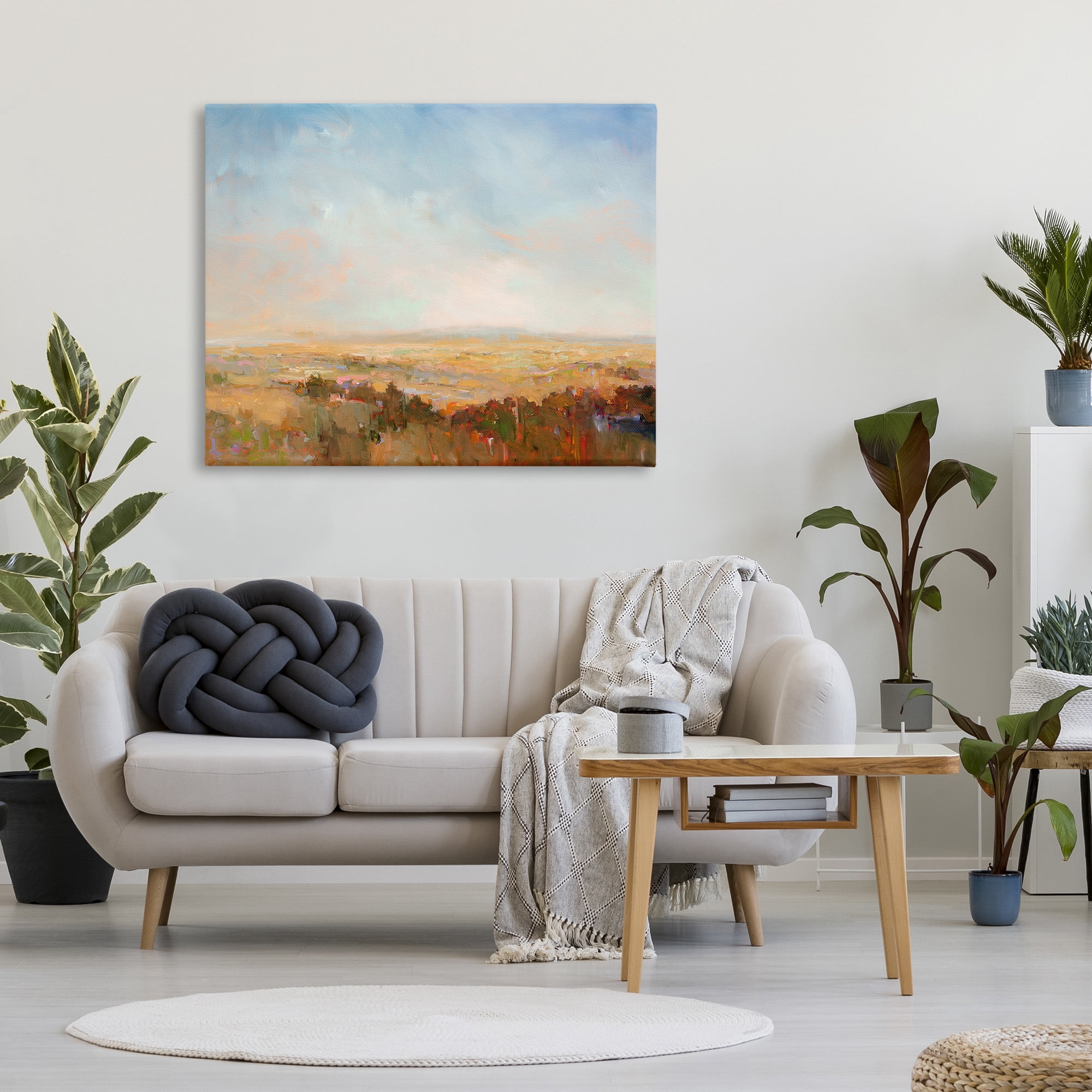 Stupell Industries Abstract Farmland Nature Landscape Painting Gallery Wrapped Canvas Art Print Wall Art, 48 x 36
