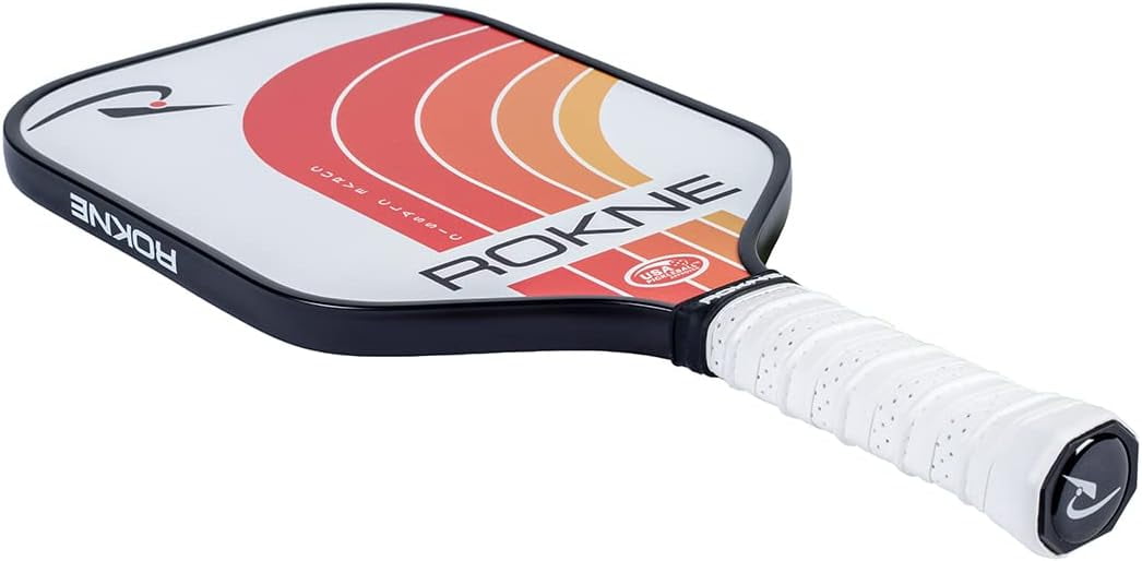 Rokne Curve Classic Fiberglass Pickleball Paddle Long Handle Racket with Pro Grit Texture, Tangerine