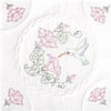 Jack Dempsey Hummingbird And Morning Glories Stamped White Quilt Blocks, 18" x 18"