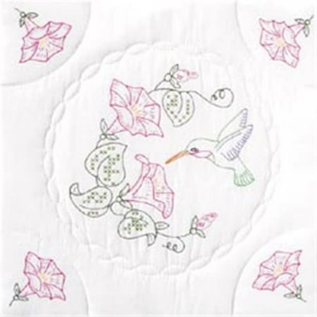 Dempsey Jersey - Jack Dempsey Hummingbird And Morning Glories Stamped White Quilt Blocks, 18