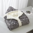 thumbnail image 2 of Chic Home Ansen Snuggle Hoodie Leaf Pattern Metallic Print Robe Cozy Super Soft Ultra Plush Micromink Sherpa Lined Wearable Blanket with 2 Pockets Hood Button Closure - 51x71” Grey, 2 of 4