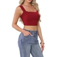 thumbnail image 3 of INSPIRE CHIC Women's Tank Top Strappy Sleeveless Square Neck Fitted Party Crop Top XS Dark Red, 3 of 4