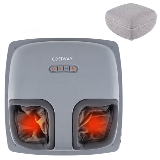 Costway Shiatsu Foot Massager with Heat, 3-Level Deep Kneading & Air Compression, Timer Gray