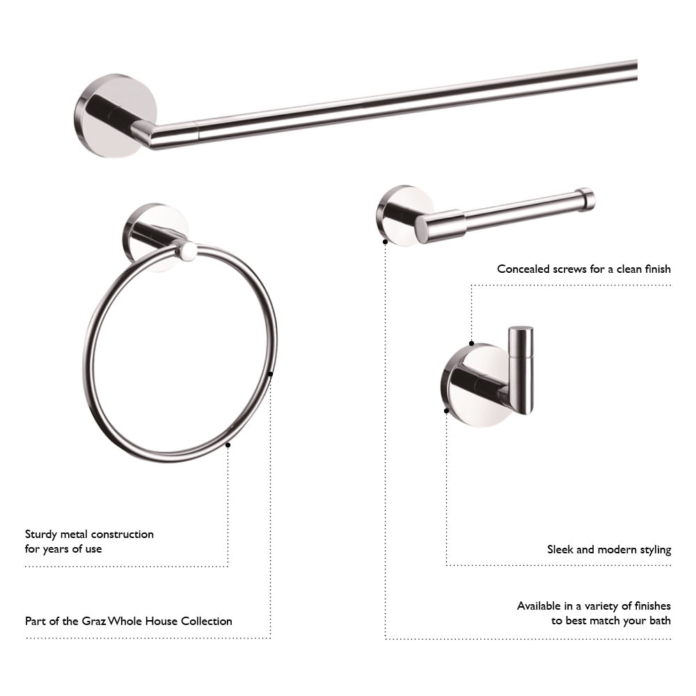 Design House Graz 24" Wall Mount Towel Bar, Satin Nickel