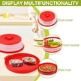thumbnail image 4 of Microwave Food Splatter Cover & Base Mat,10.5 Inch Large Plastic & Silicone Vented Collapsible Guard Lid, Plate Holder & Kitchen Colander for Meal (Red), 4 of 14
