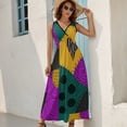 thumbnail image 5 of New Patch Womens Night Club Maxi Dress V Neck Sleeveless Bohemia Long Dresses, 5 of 9