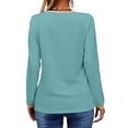 thumbnail image 2 of Langwyqu Slim Fit Women Long Sleeved V-Neck Shirt Tops, 2 of 5