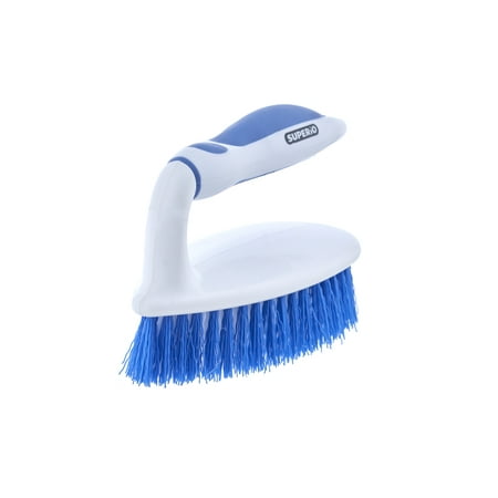 

Superio Utility Scrub Brush with Stiff Bristles and Comfort Grip Handle Household Scrubber Heavy Duty for Home Kitchen Bathroom Shower Sink Toilet Hot Tub Carpet (Blue)