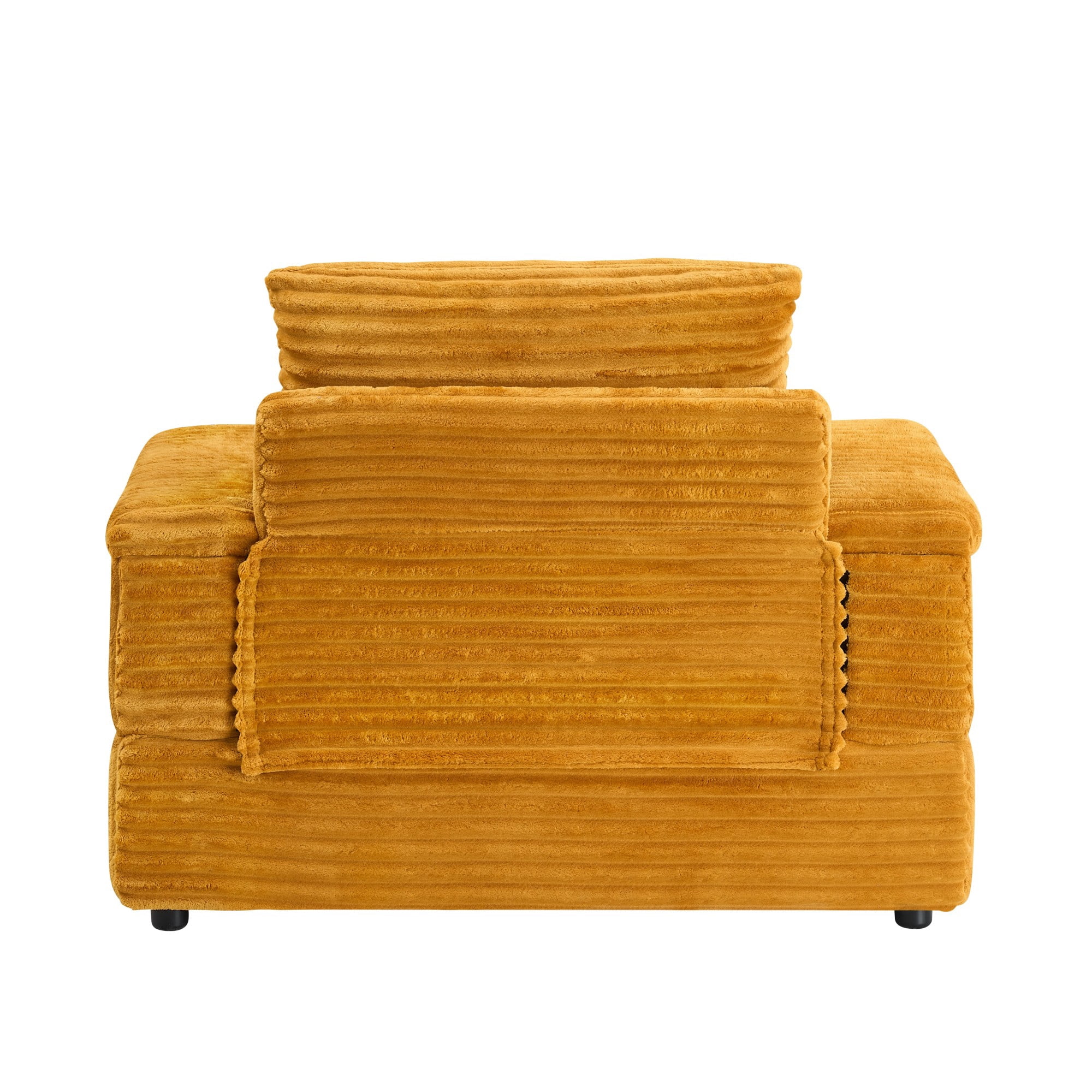 Chaise Lounge Chair,Corduroy Upholstered Sofa Bed with 3 Throw Pillows,Sleeper Reading Chair for Living Room,Bedroom,Orange