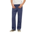 thumbnail image 2 of Huowey Boys Toddler Linen Pants Breathable Straight Leg Drawstring Elastic Waist Loose Fit Relaxed Solid Color Comfortable Casual Trousers With Pockets Summer Relaxed Dailywear,Navy,6-7 Years, 2 of 4