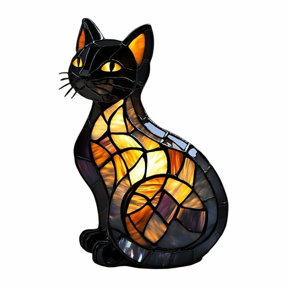 HIBIBUD Cat Lamp,Stained Resin Cat Tabletop Night Light,Dog Series Art Night Light,Cute Pet Dogs Themed LED Table Lamps with Warm Ambient Glow (Type B)