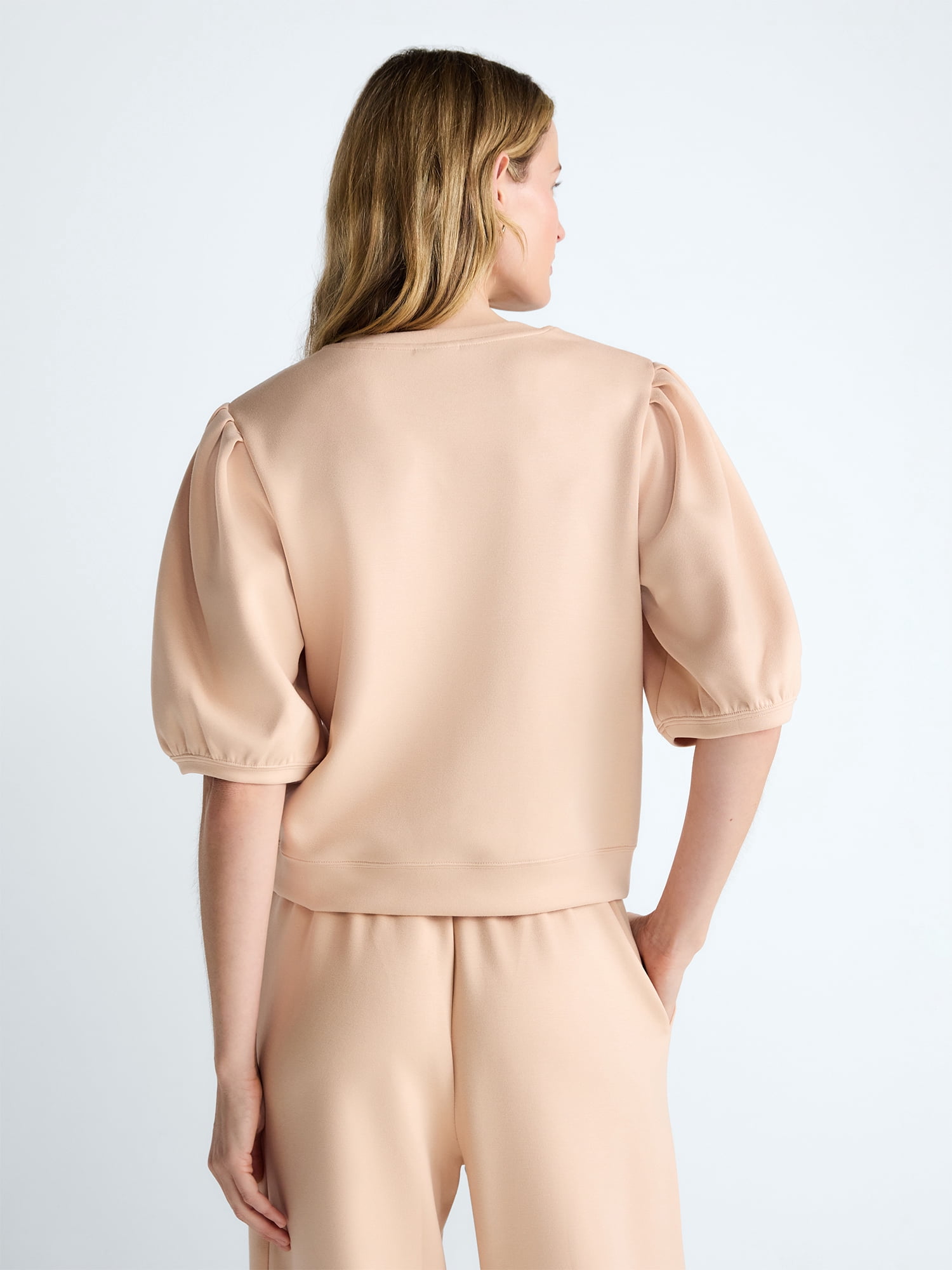Scoop Women's and Women's Plus Scubaknit Pleated Sleeve Top, Sizes XS-4X