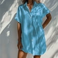 thumbnail image 2 of Hvot&aat Women's Solid Color Shirt Dress Pleated Lightweight Short Sleeve Dresses Casual Button Down Dress With Pocket, 2 of 4
