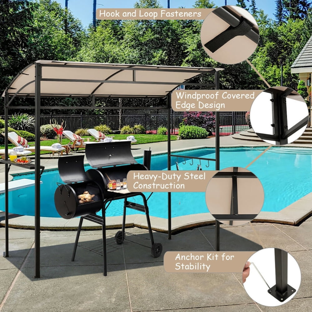 Aimee Lii 7 x 4.5 Feet Grill Gazebo Outdoor Patio Garden BBQ Canopy Shelter, Backyard Canopy Gazebo, Beige Aimee Lii 7 x 4.5 Feet Grill Gazebo Outdoor Patio Garden BBQ Canopy Shelter, Backyard Canopy Gazebo, Beige