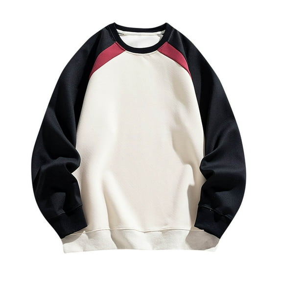 Men's Color Block Crewneck Sweatshirt - Loose Fit Casual Long Sleeve Pullovers Funky Patchwork Fall Tops